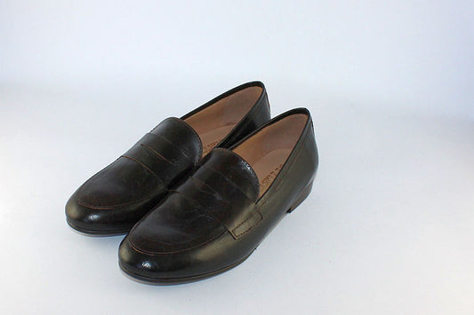 'Gaia' Dark Brown Leather Loafer