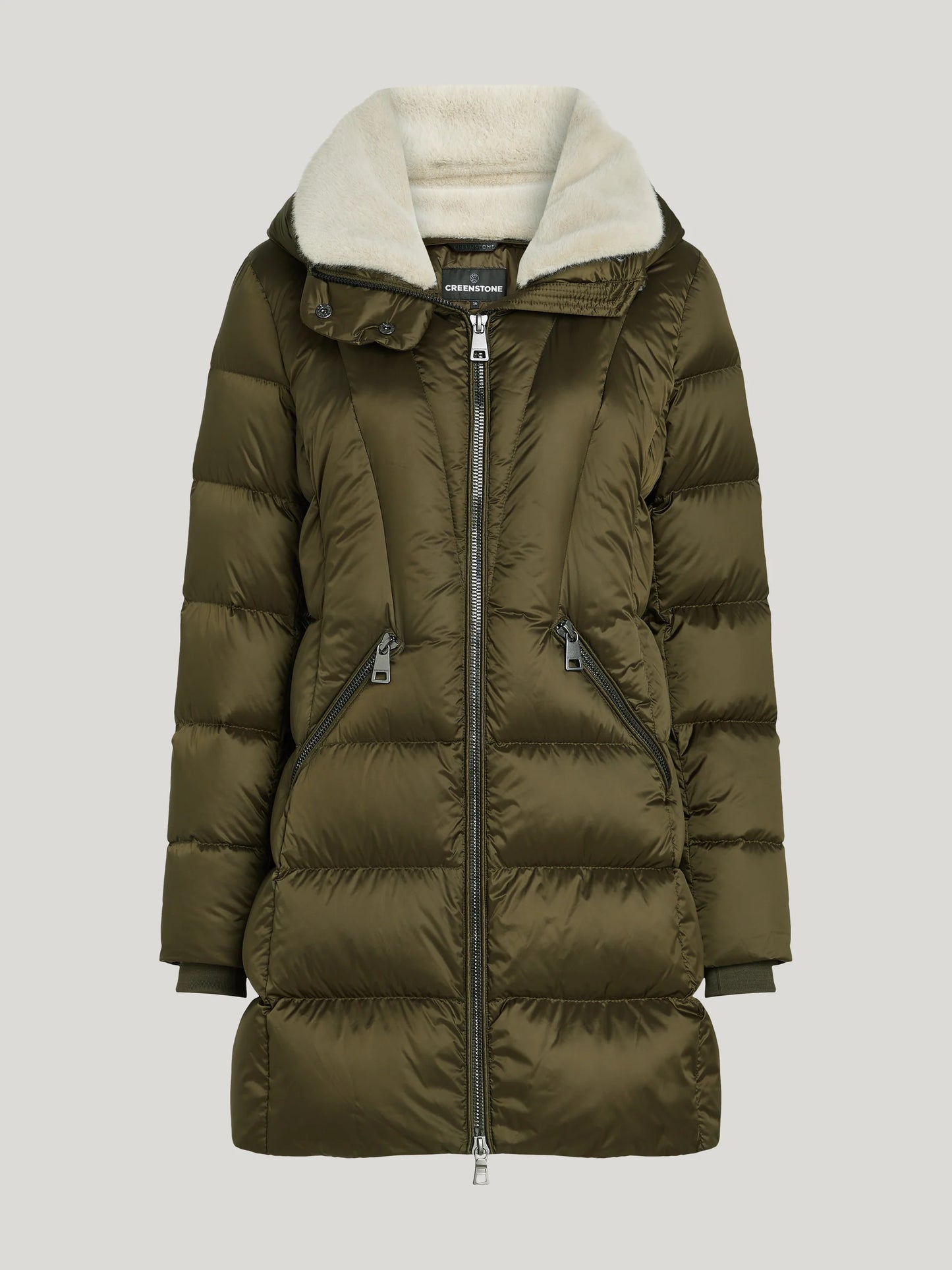 'Kylin' Dark Olive Elegant Down Coat