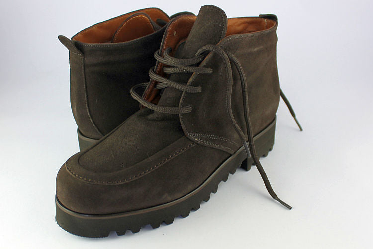 Brown Suede Sheepskin Lace-up Ankle Boots