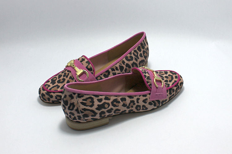 Pink Suede Leopard Print Loafer