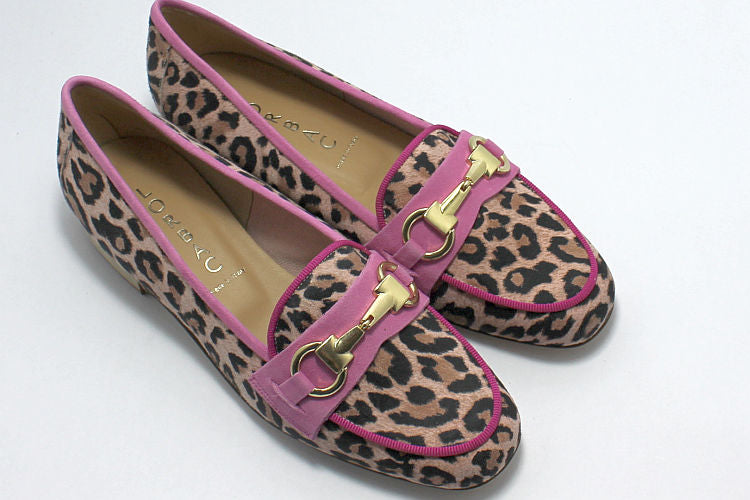Pink Suede Leopard Print Loafer