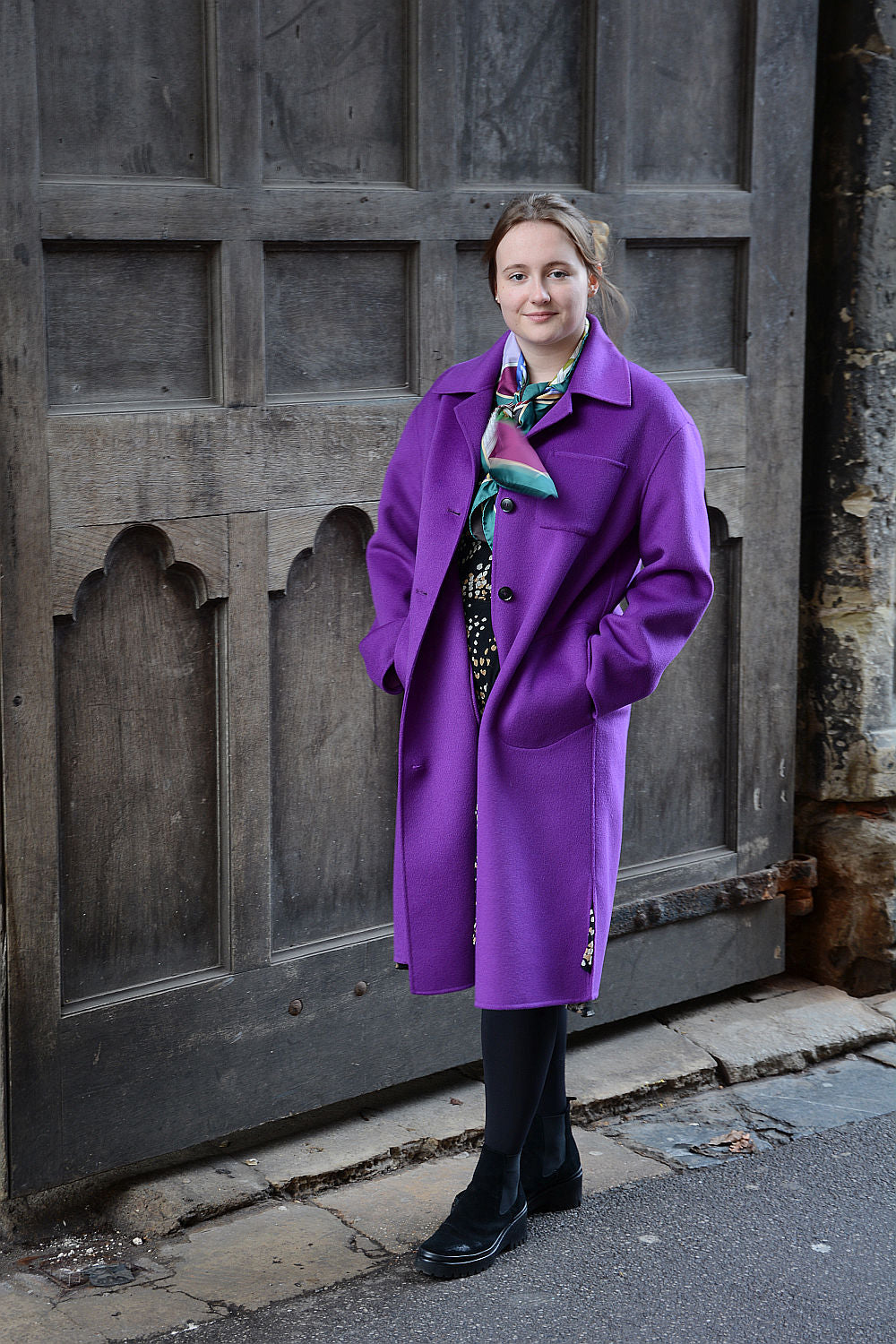 Purple Swing Wool Coat