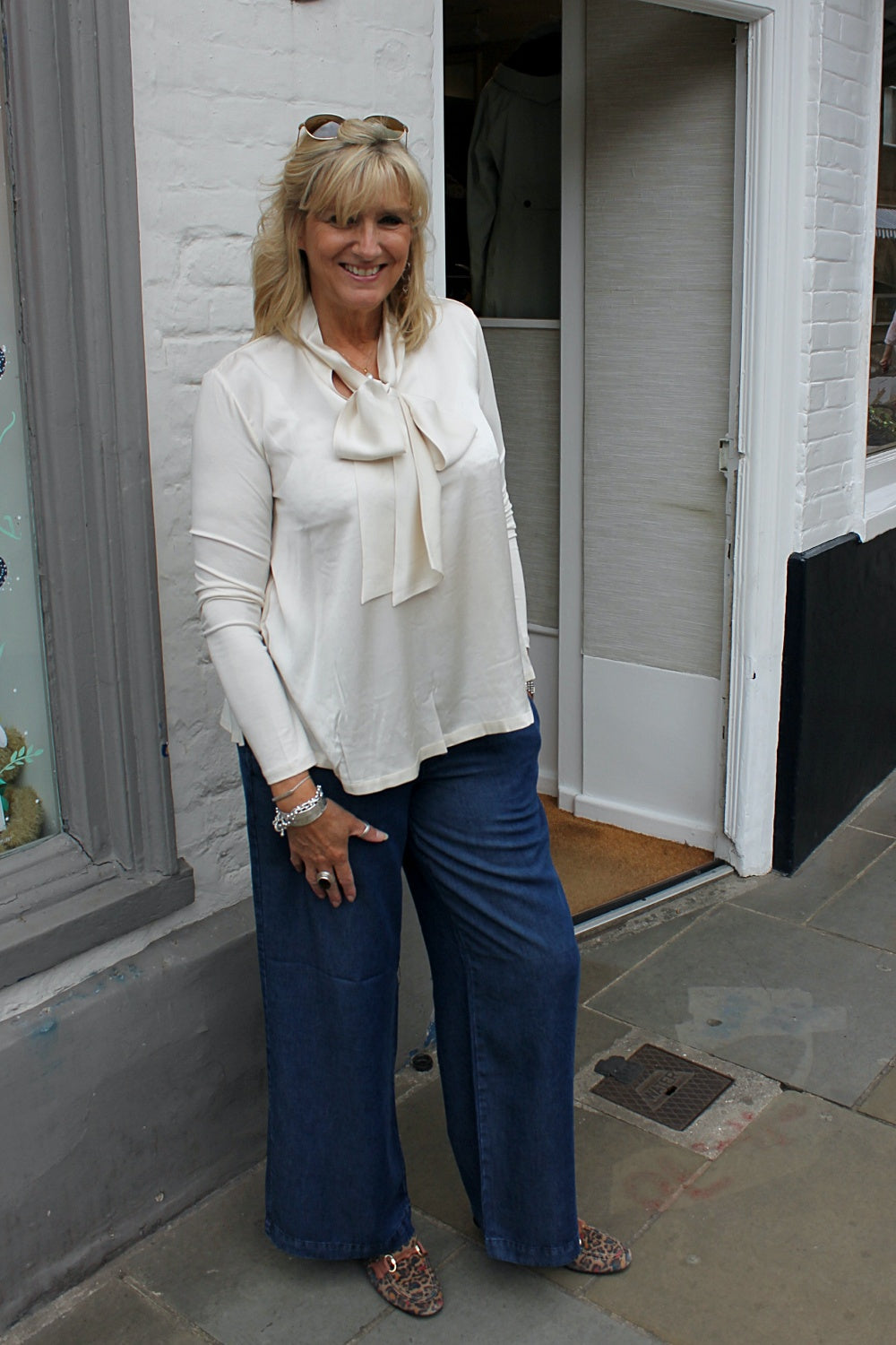 'Vienna' Cream Tie Blouse