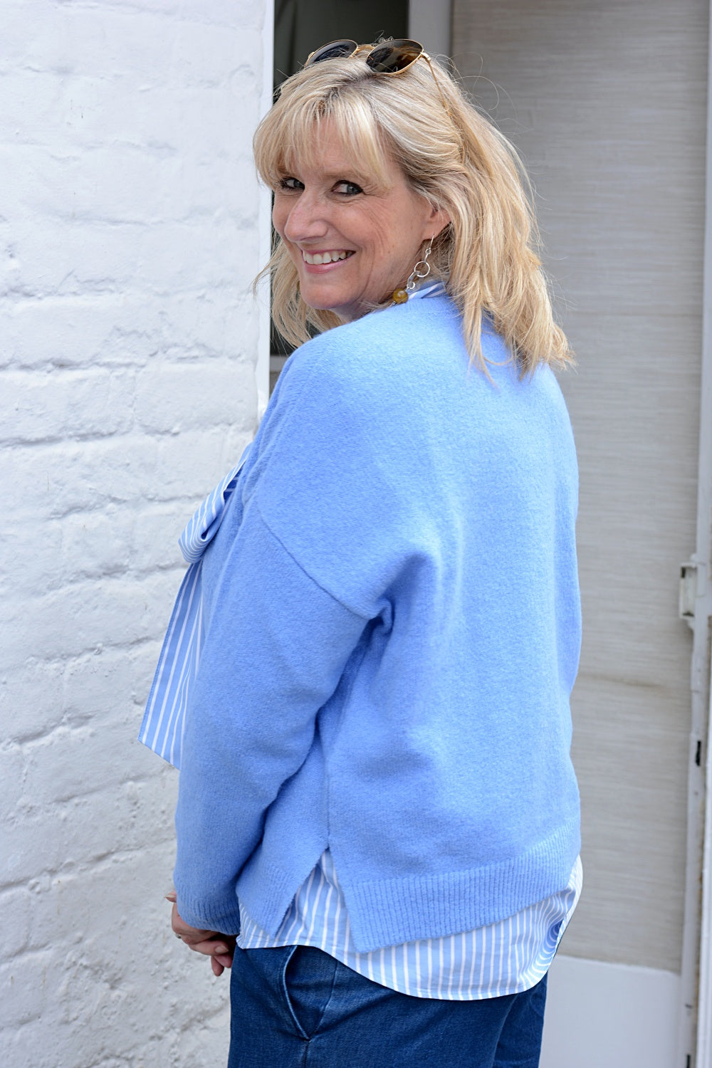 'St Ives' Cornflower Round Neck Jumper