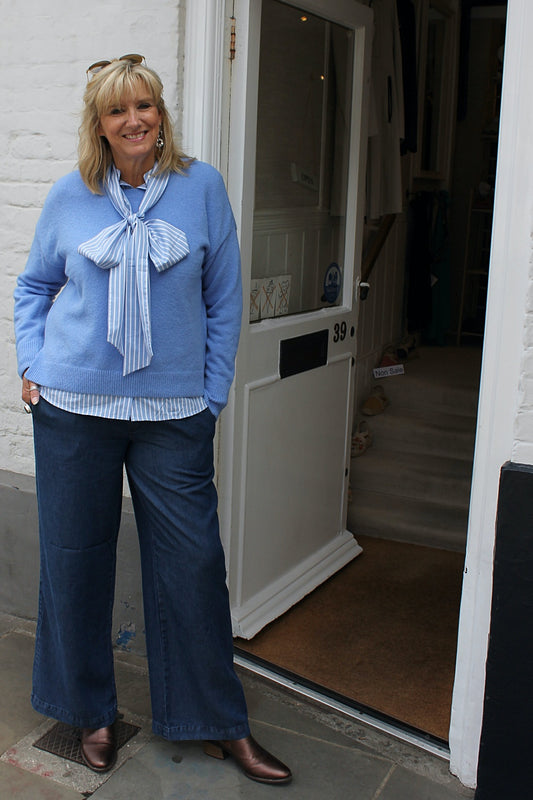 'St Malo' Wide Leg in Denim Blue