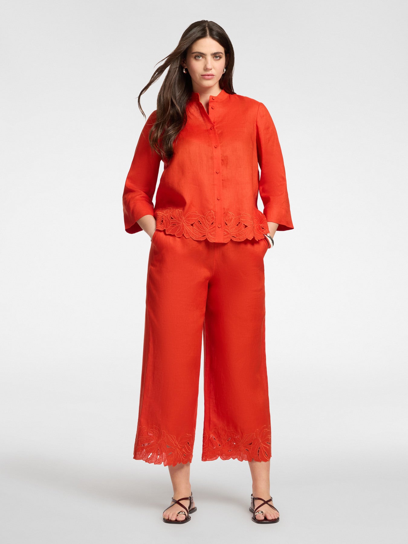 'Titian' Wide Trousers in Burnt Orange