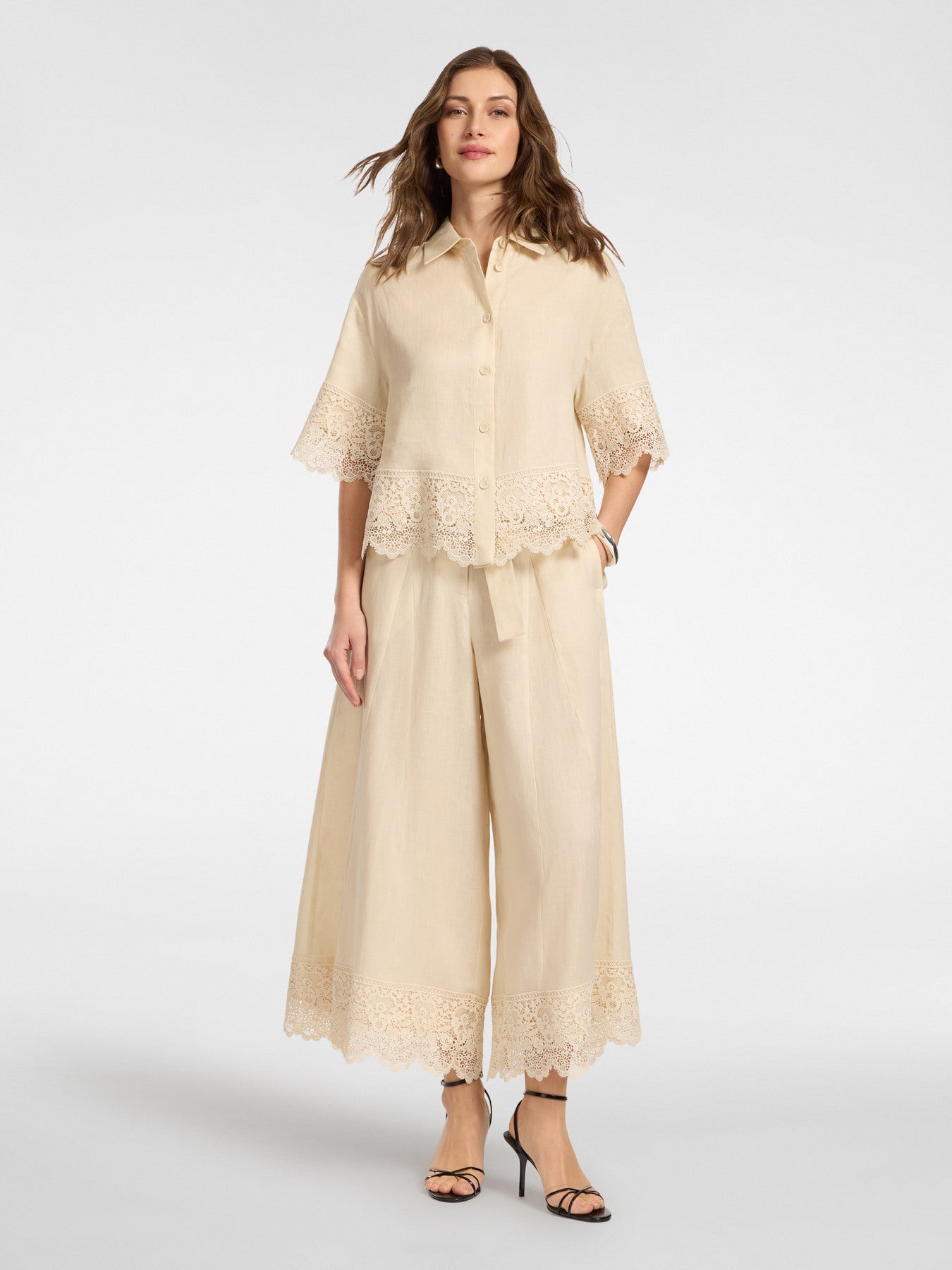 'Botticello' Wide Trousers in Sand