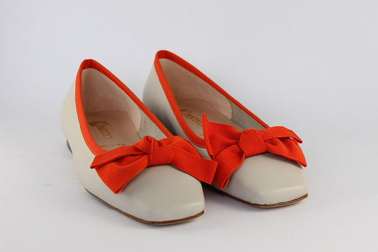 'Puglia' Ivory & Orange Ballet Pump
