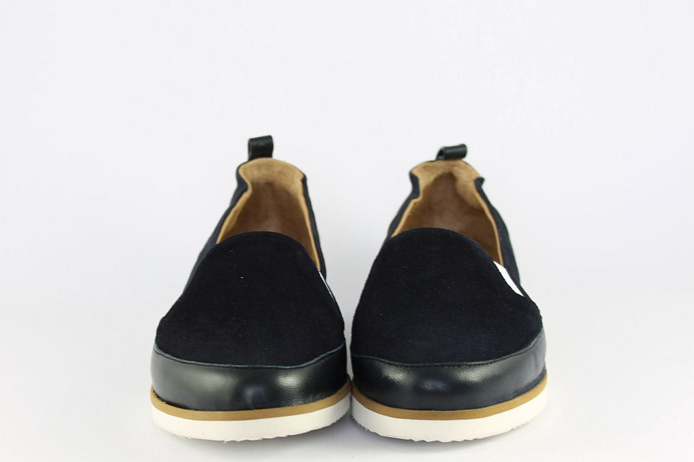 'Roma' Navy Suede High Front Plimsoll