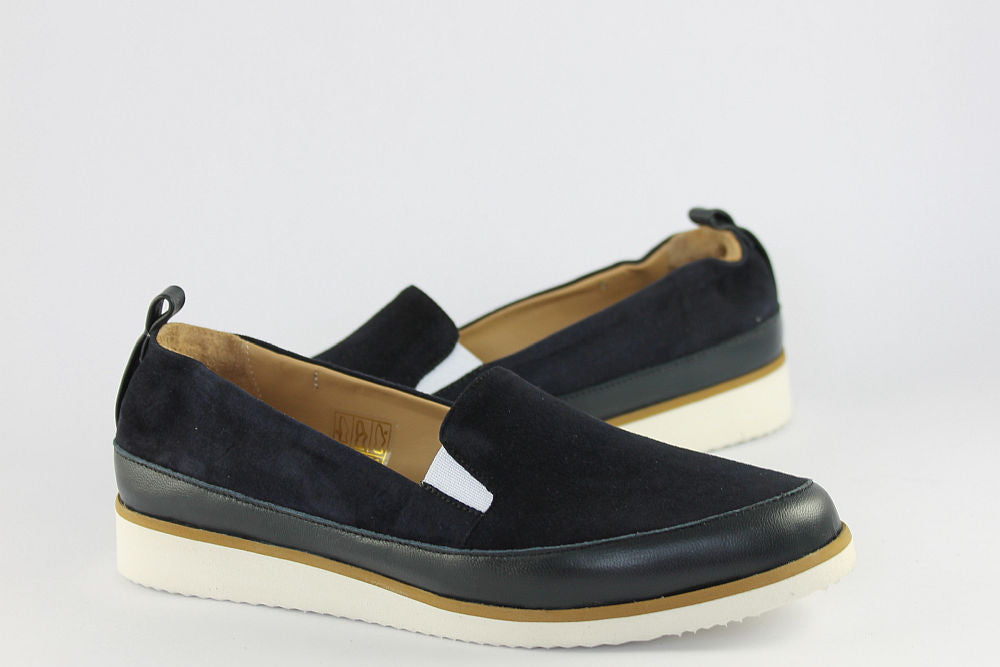 'Roma' Navy Suede High Front Plimsoll