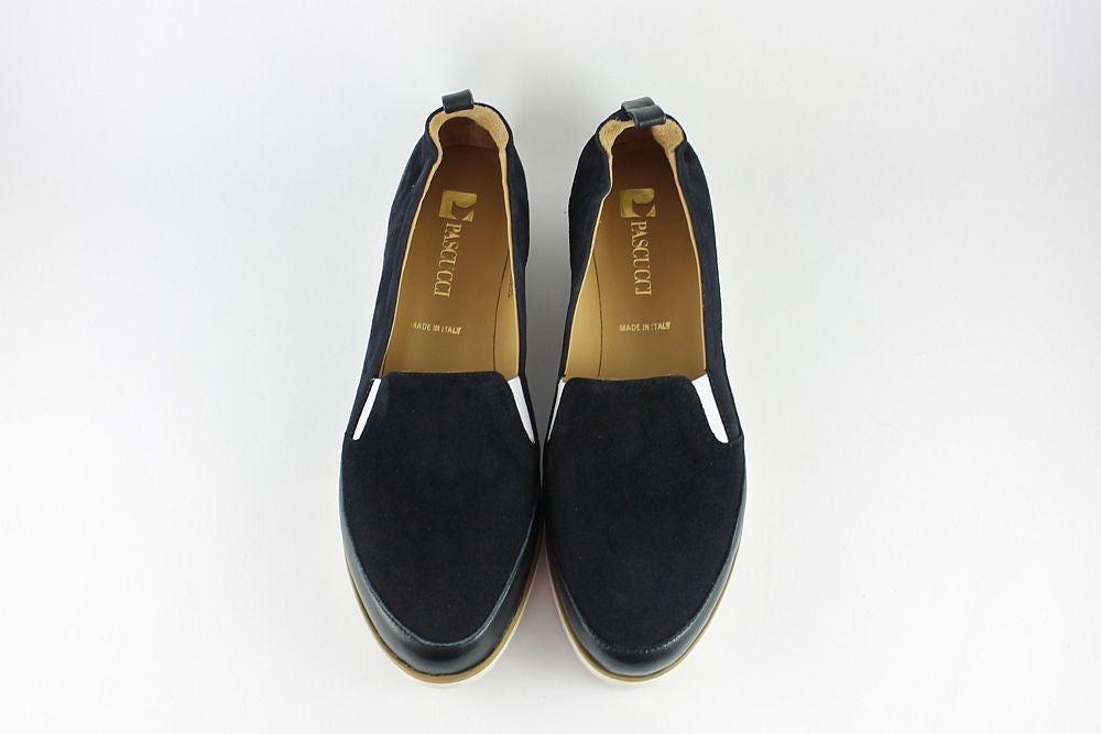 'Roma' Navy Suede High Front Plimsoll