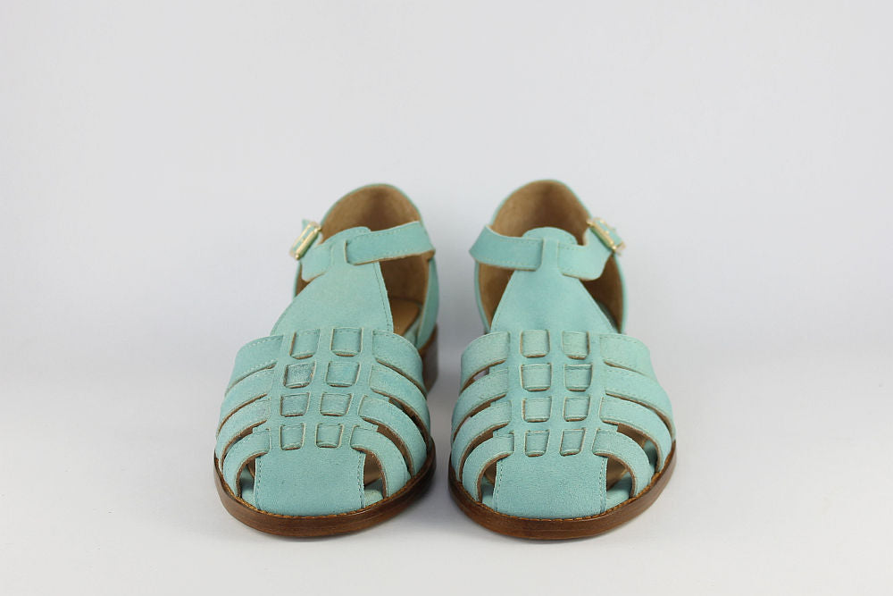 'Sicily' Turquoise Suede Sandal