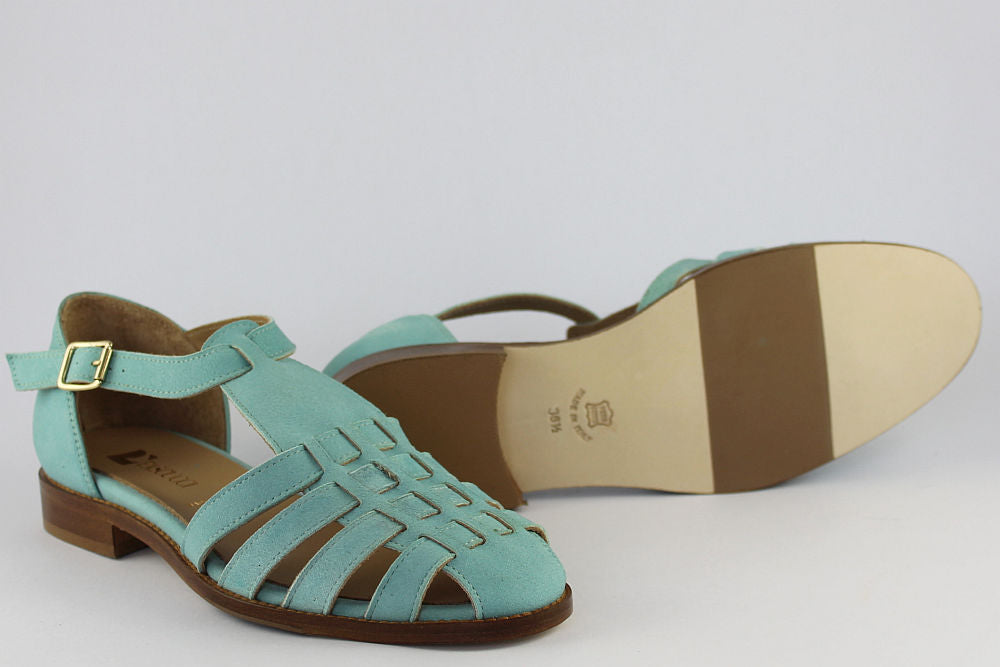 'Sicily' Turquoise Suede Sandal