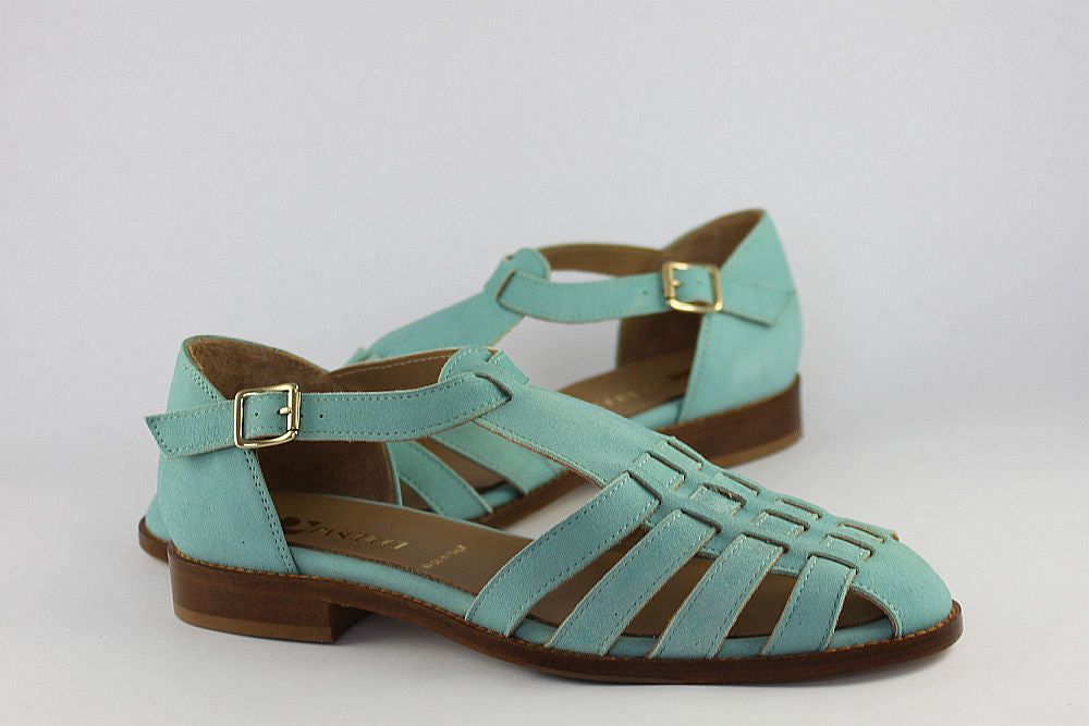 'Sicily' Turquoise Suede Sandal