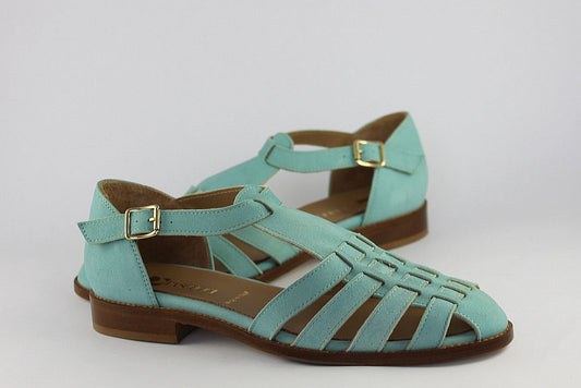 'Sicily' Turquoise Suede Sandal