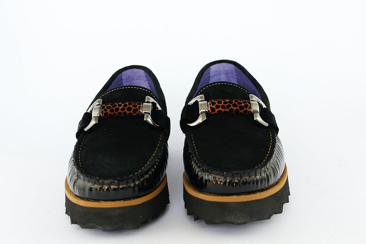 'Leopardo' Black Loafer on a Wedge