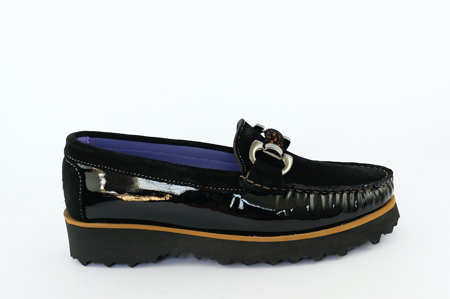 'Leopardo' Black Loafer on a Wedge