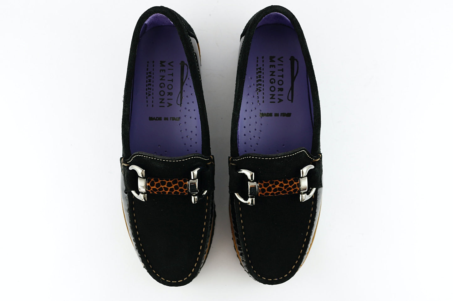 'Leopardo' Black Loafer on a Wedge