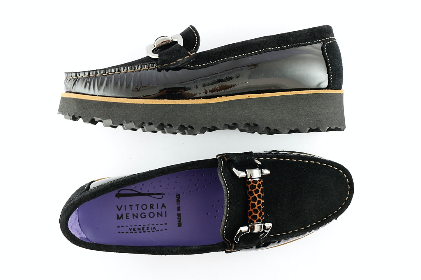 'Leopardo' Black Loafer on a Wedge