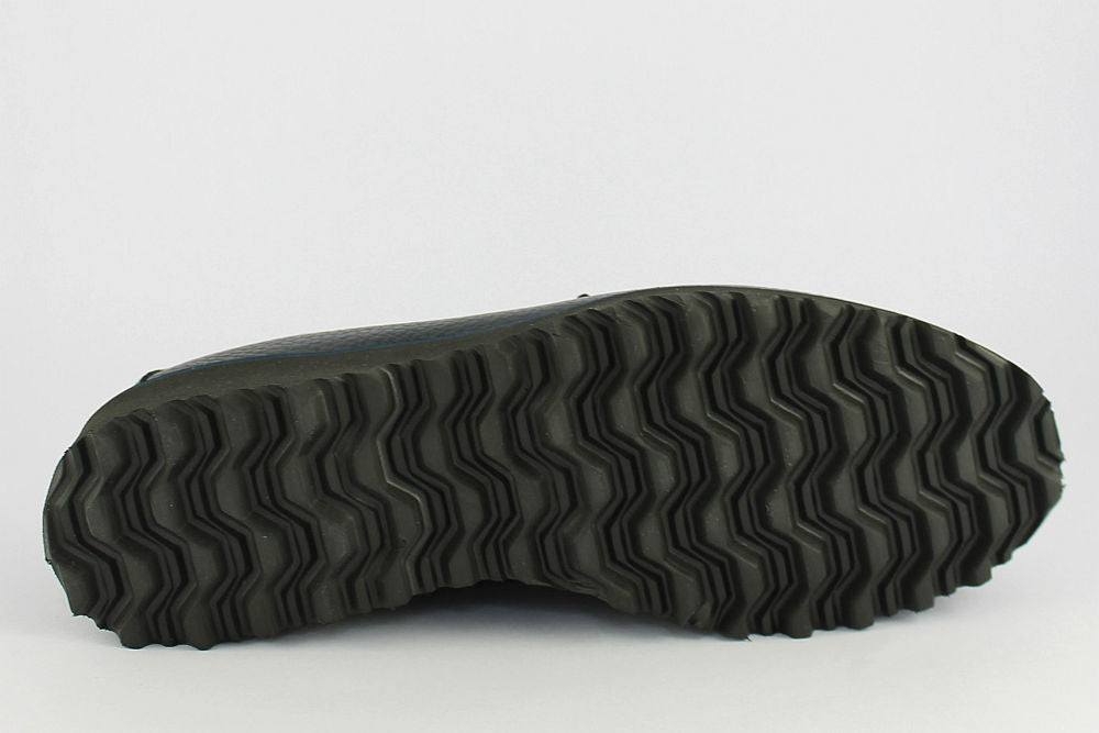 'Veronica' Navy Leather Loafer on a Wedge