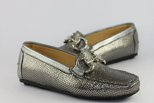 'Aurora' Pewter Loafer with Buckle
