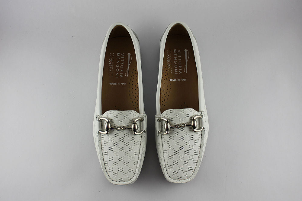 'Elisia' White Loafer with Buckle