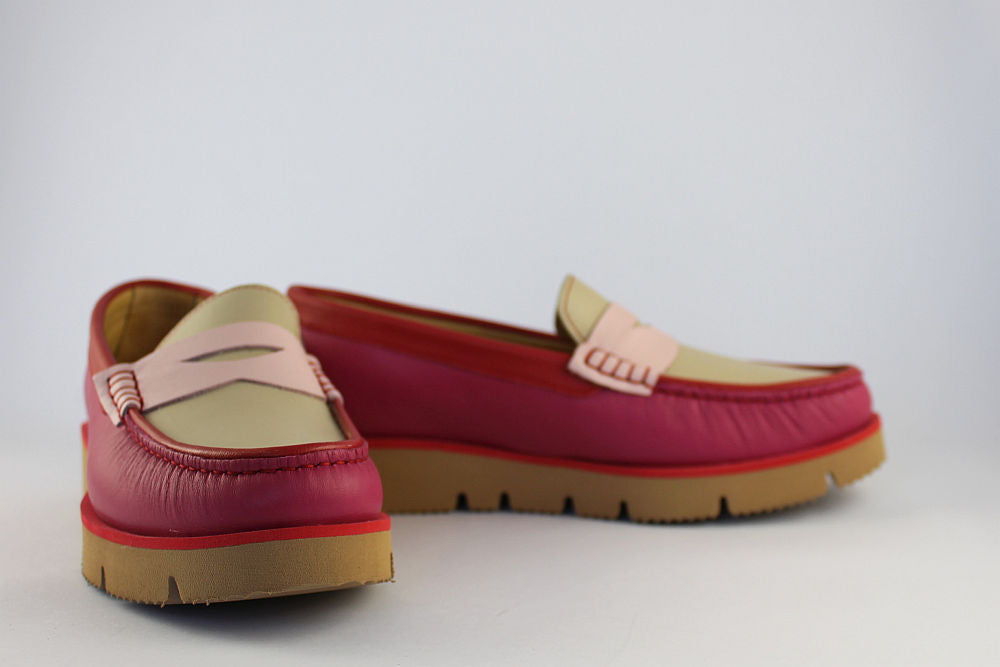 'Rosa' Barbie Pink & Red Loafer on a Wedge