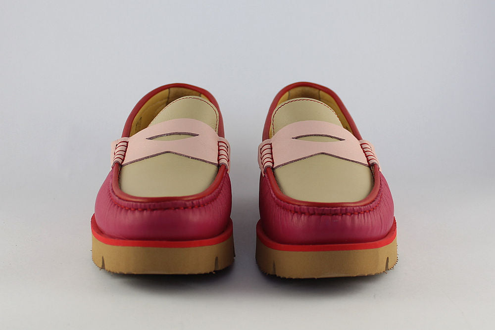 'Rosa' Barbie Pink & Red Loafer on a Wedge