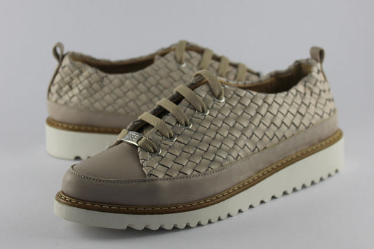 ‘Penne’ Latte Woven Lace-up Trainer