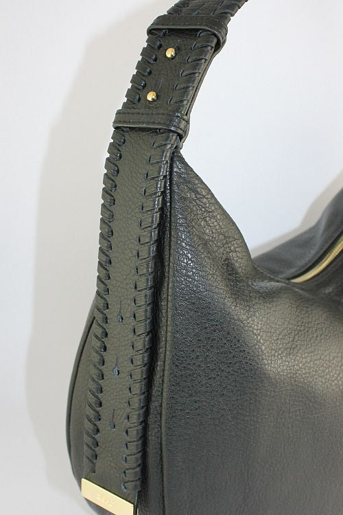 'Merle' Black Leather Shoulder Bag