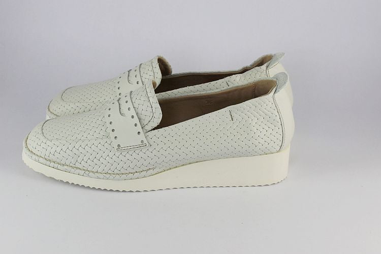 'Antique White' Woven Leather Penny Loafer