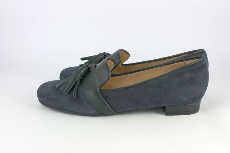 Navy Suede Loafer With Leather Tassels