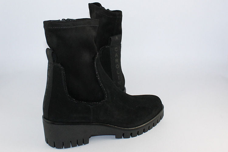 Black Suede Wedge Ankle Boot