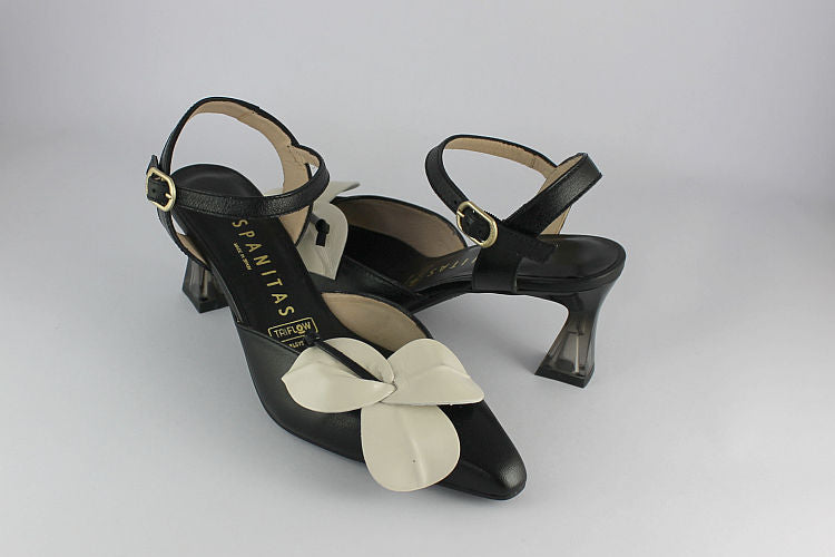 Black Kitten Heel With Flower – Raffinee Salisbury