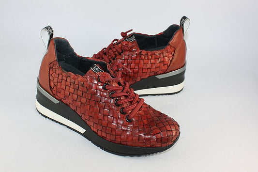 Red Brick Woven Leather Trainer