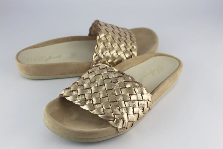 Soft Gold Woven Leather Mule