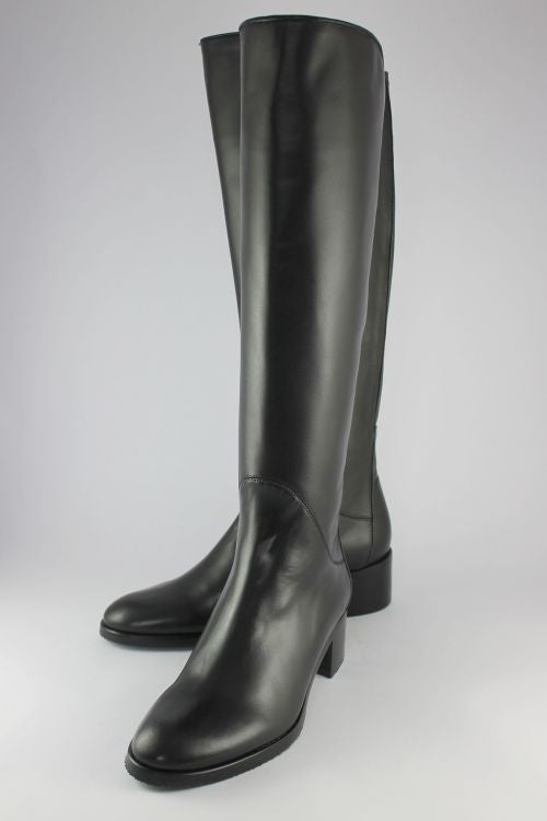 Long Navy Leather Boot