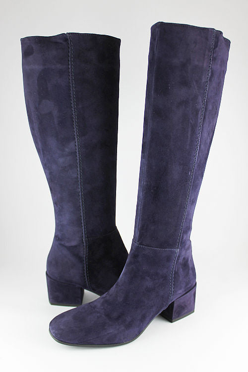 Purple Suede Long Boot With Suede Heel
