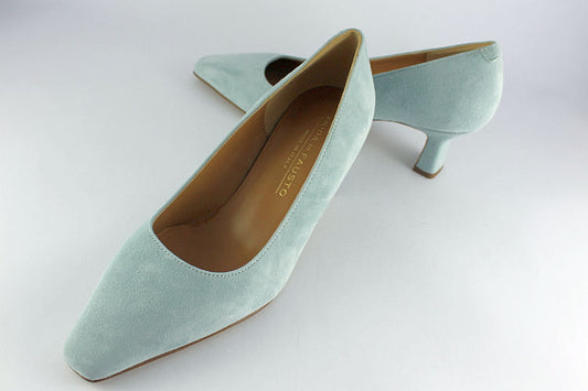 Pale Blue Suede Kitten Heel