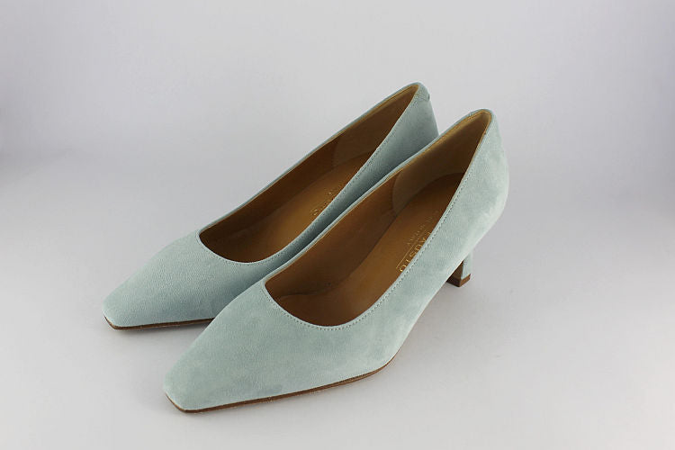 Pale blue cheap suede court shoes