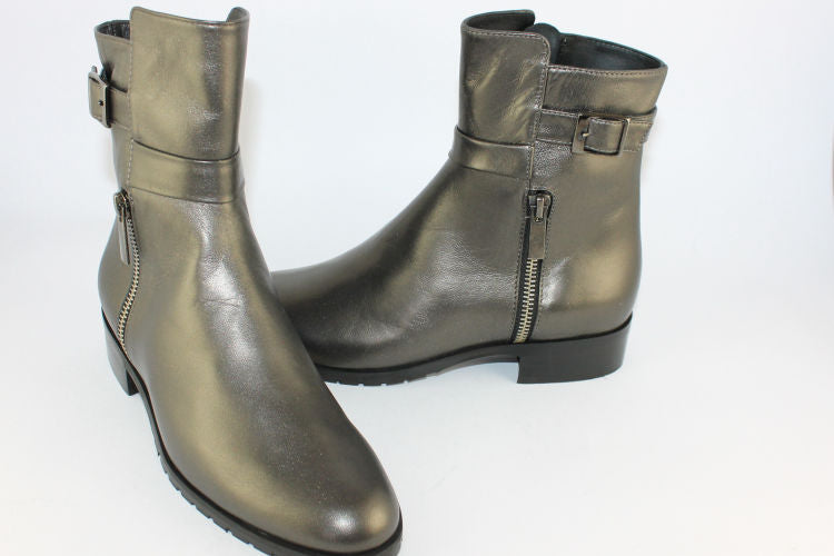 Pewter Leather Ankle Boot