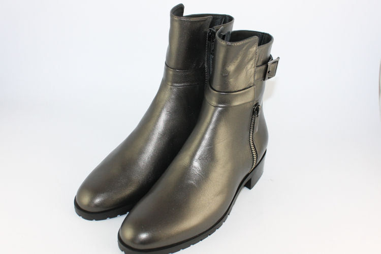 Pewter Leather Ankle Boot