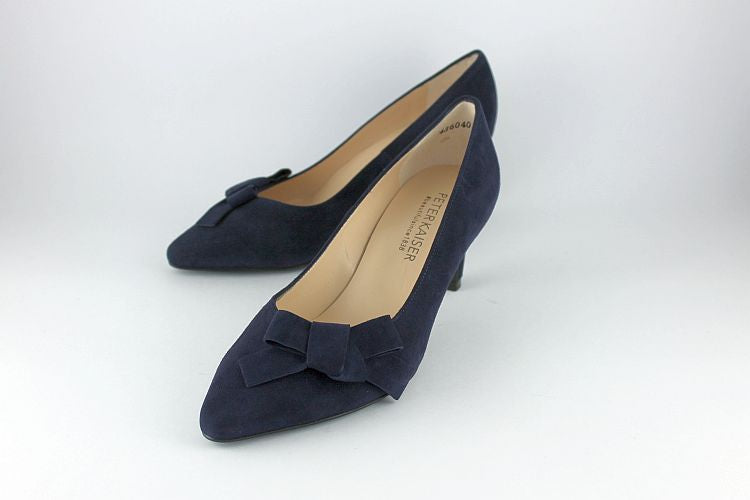 'Larissa' Navy Suede Court With Bow