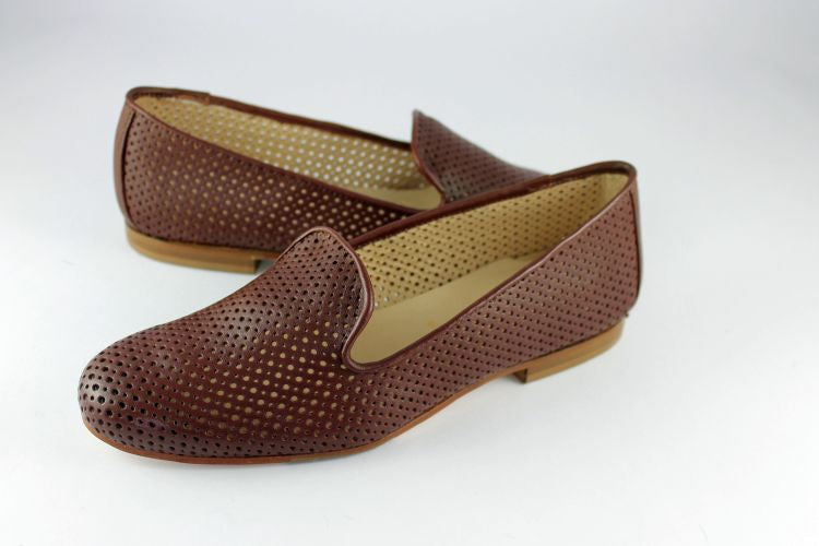 Brown Leather Cut-out Loafer